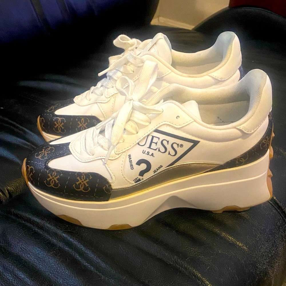 Guess platform sneakers size 8 1/2  great used condition small signs of wear